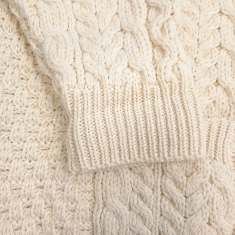 Vintage Celtic & Co Men's Irish Cream Cable Aran Merino Wool Cardigan Size Large - Picture 7 of 12